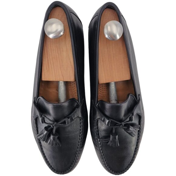 Allen Edmonds Italian Dress Shoes Men 8 Butter Soft Black Leather Tassel Loafers - Picture 9 of 13